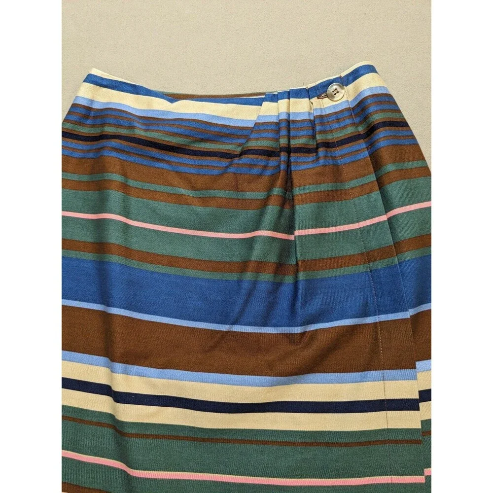 Bechamel Vintage Women's Cotton Multi-Color Stripped Wrap Around Skirt Size 8 - Picture 3 of 10